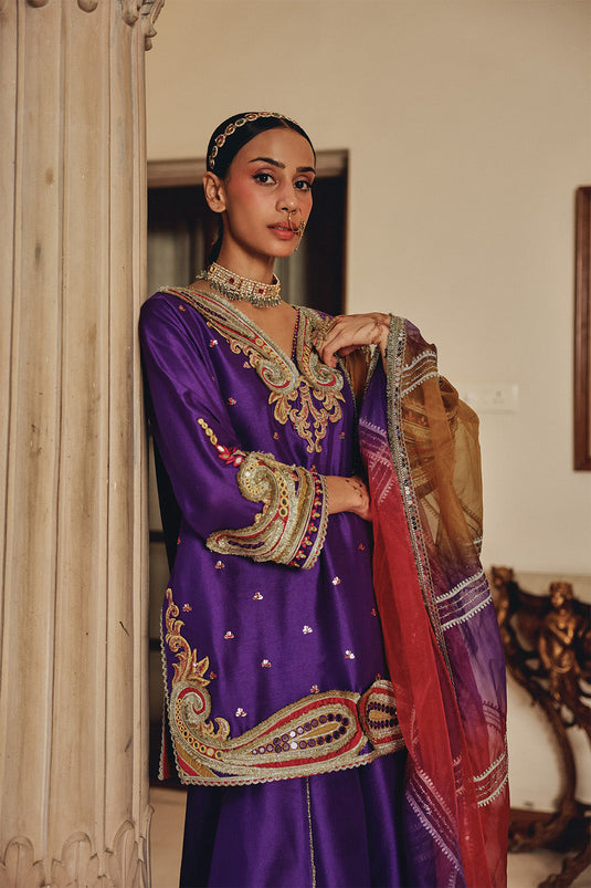 Purple Raatrani Elegance Sharara Set