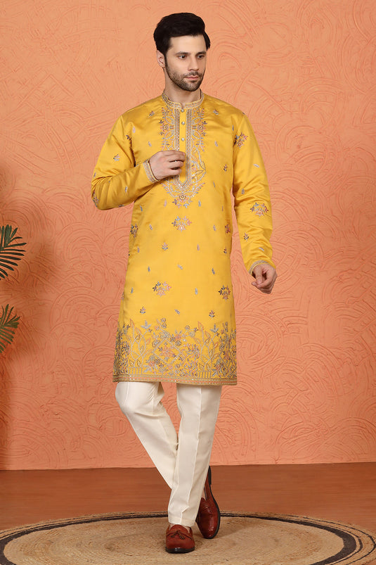 Pushp Gram Embroidered Kurta with Back Elastic Pants