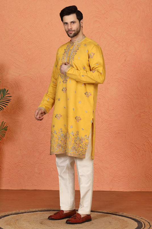 Pushp Gram Embroidered Kurta with Back Elastic Pants