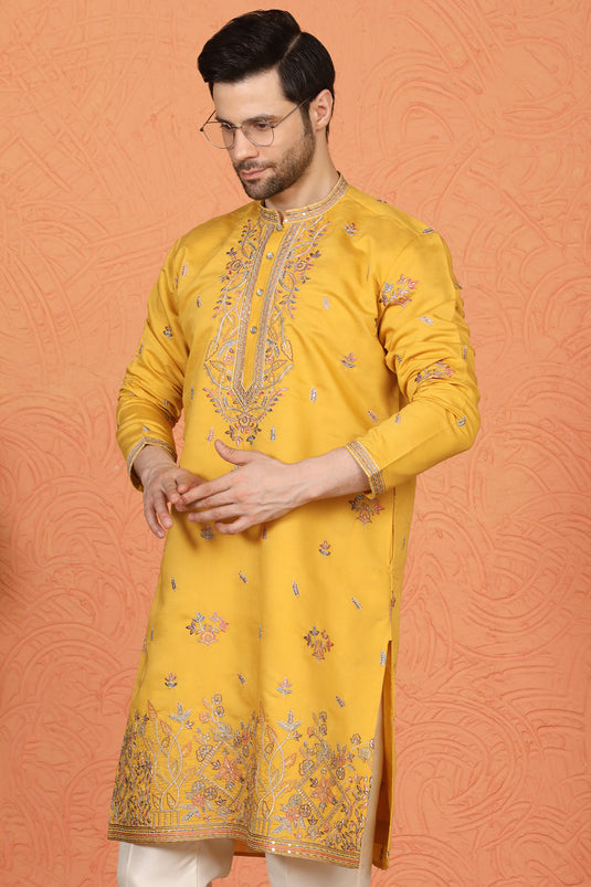 Pushp Gram Embroidered Kurta with Back Elastic Pants