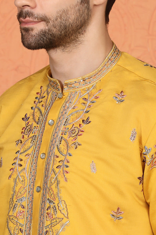 Pushp Gram Embroidered Kurta with Back Elastic Pants