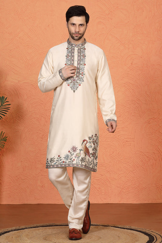 Pushp-Van Embroidered Kurta with Back Elastic Pants