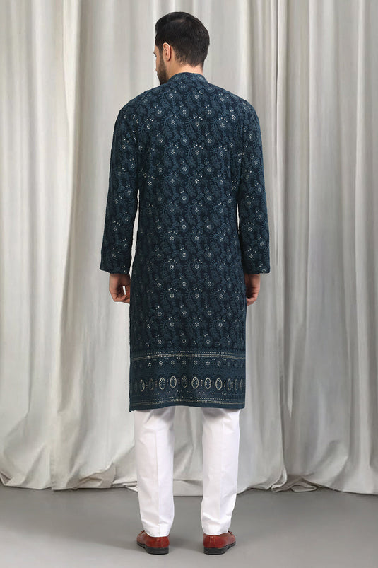 Pushpotsav Embroidered Kurta With Back Elastic Pants