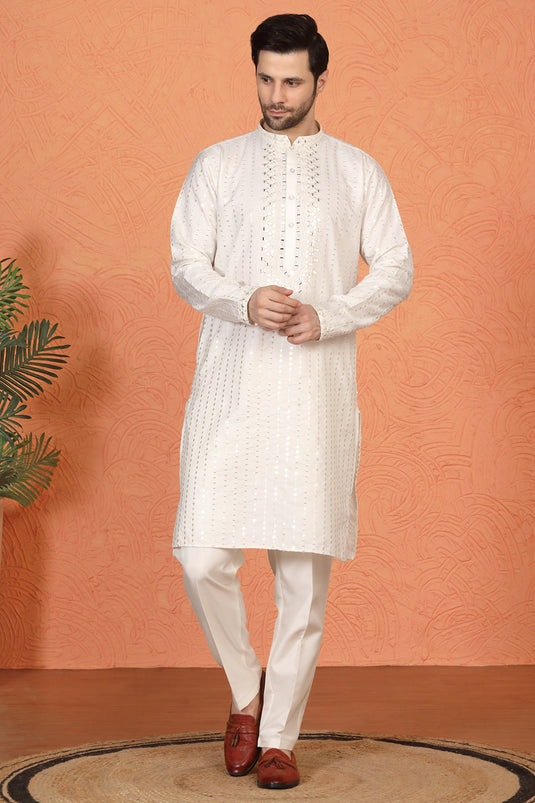 Raas Mirror Embroidered Kurta with Back Elastic Pants And Dupatta