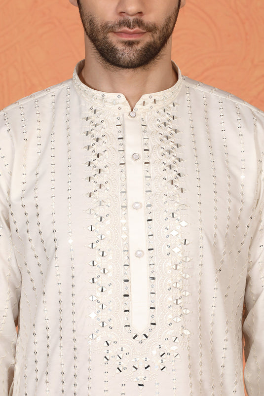 Raas Mirror Embroidered Kurta with Back Elastic Pants And Dupatta