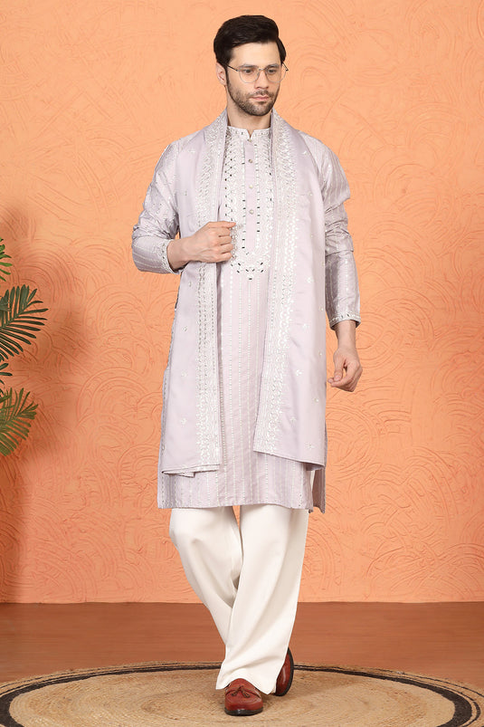 Raas Mirror Embroidered Kurta with Loose Fit Parallel Pants And Dupatta