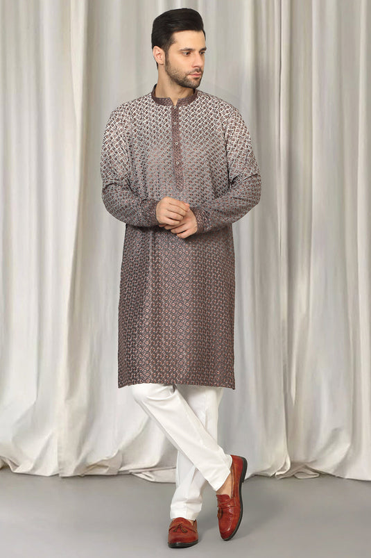 Rajmani Ombre Embroidered Kurta Set