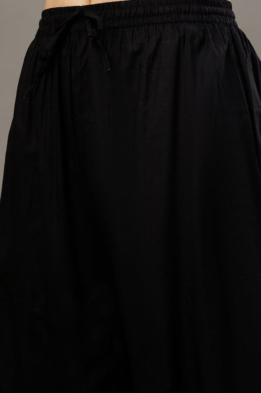 Black Cotton Chikankari Kurta / Palazzo Set