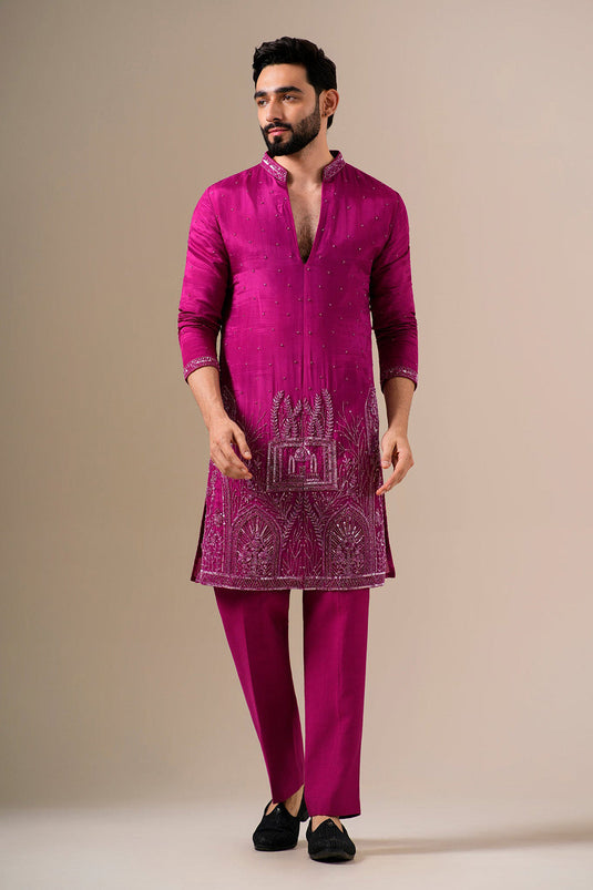 Rani Pink Ornate Kurta Set