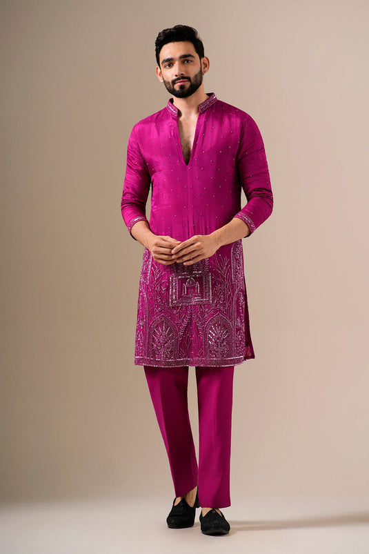 Rani Pink Ornate Kurta Set