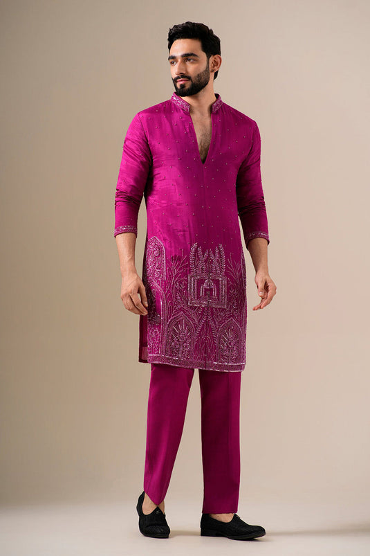 Rani Pink Ornate Kurta Set