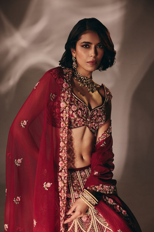 Red Bridal Lehenga Set