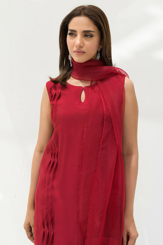 Red solid Farshi Salwar Set