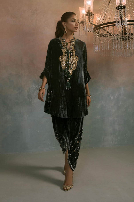 Regal Green Velvet Statement Co-ord
