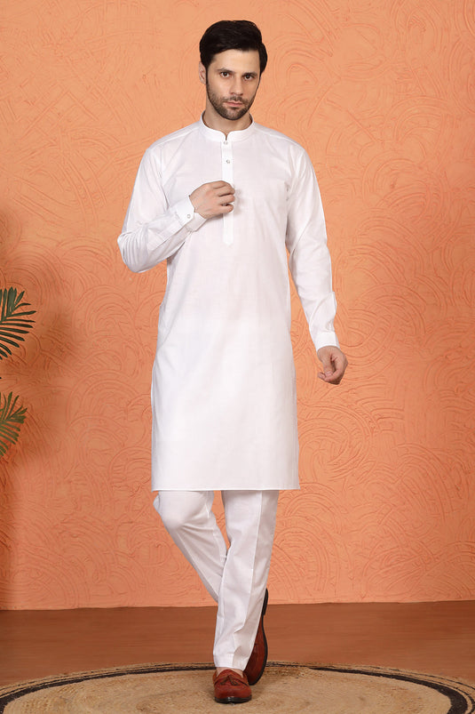 Royal White Kurta with Matching Back Elastic Pants
