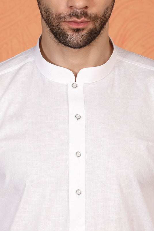 Royal White Kurta with Matching Back Elastic Pants