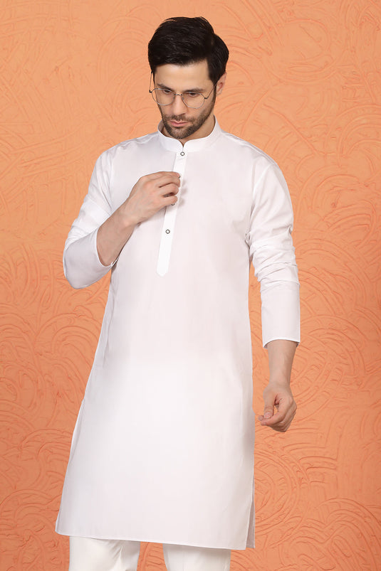 Royal White Kurta with Matching Back Elastic Pants
