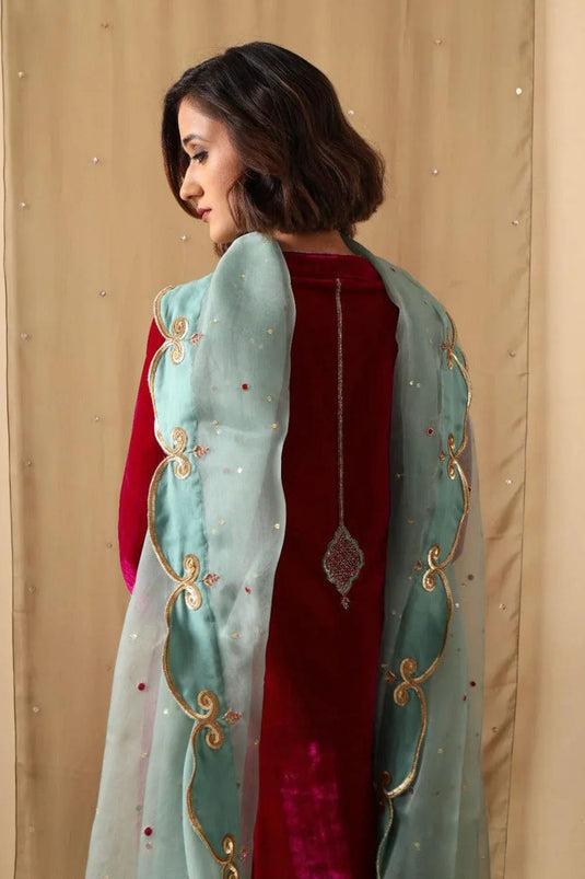 Ruby Aqua Velvet Suit Set