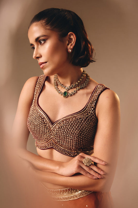 Rust Brown Lehenga Set
