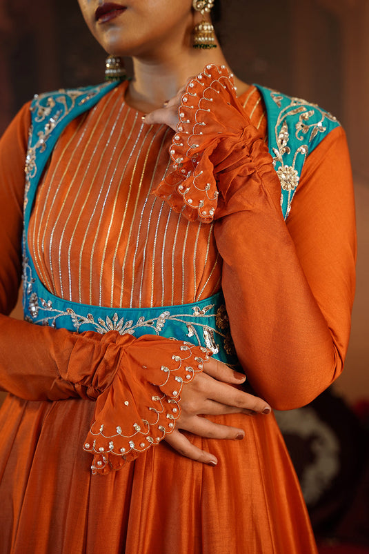 Rust Orange Anarkali