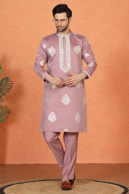Saaheb Embroidered Kurta with Back Elastic Matching Pants