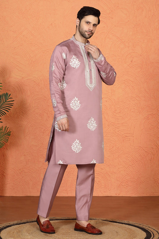 Saaheb Embroidered Kurta with Back Elastic Matching Pants