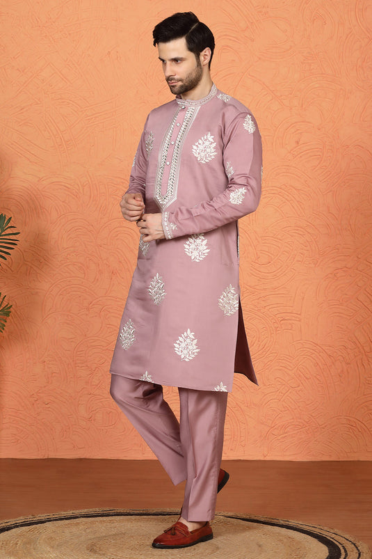 Saaheb Embroidered Kurta with Back Elastic Matching Pants