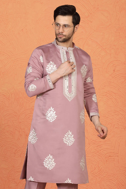 Saaheb Embroidered Kurta with Back Elastic Matching Pants