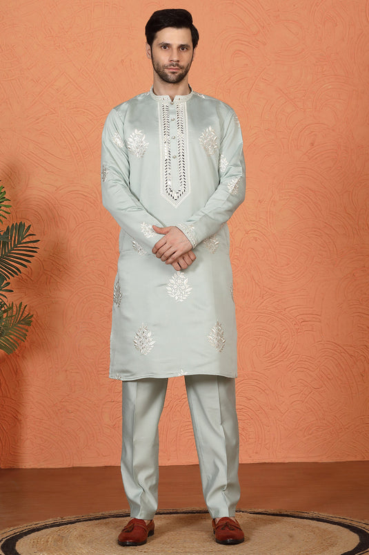 Saaheb Embroidered Kurta with Back Elastic Matching Pants