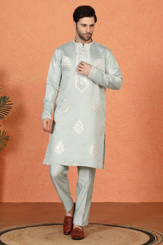 Saaheb Embroidered Kurta with Back Elastic Matching Pants