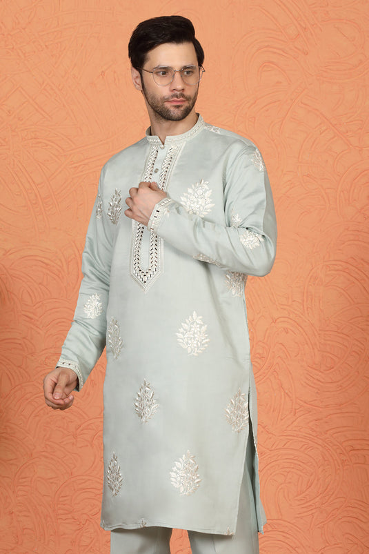 Saaheb Embroidered Kurta with Back Elastic Matching Pants