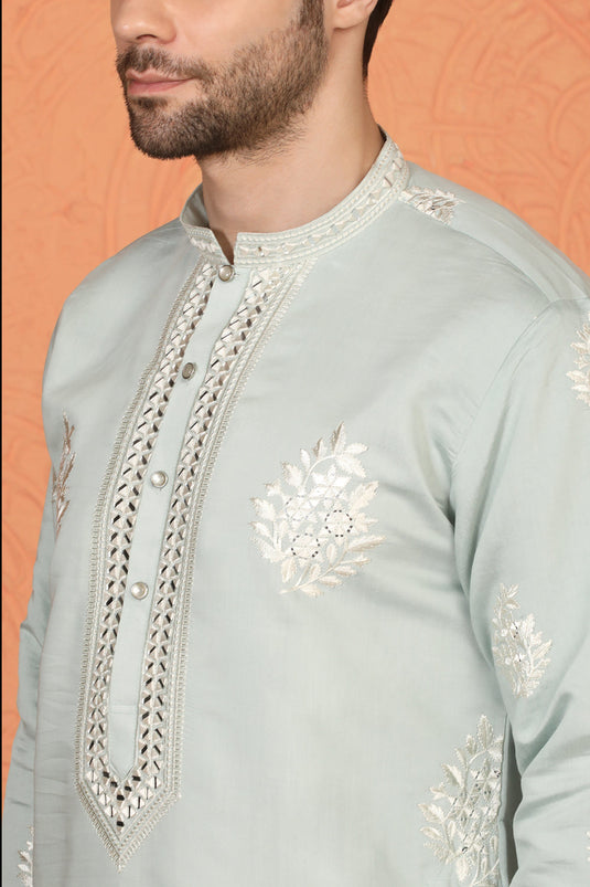 Saaheb Embroidered Kurta with Back Elastic Matching Pants