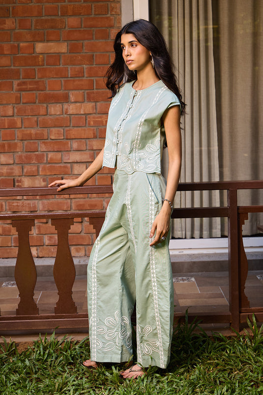 Sage Embroidered Pants