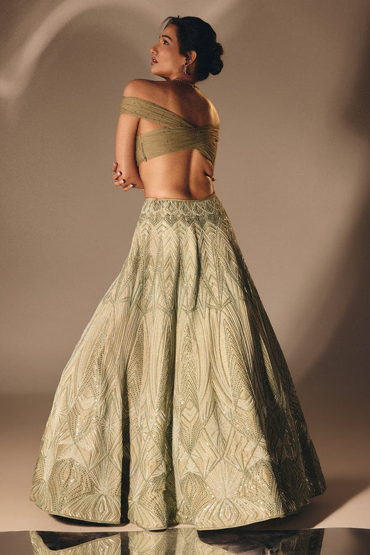 Sage Green Bridal Lehenga Set
