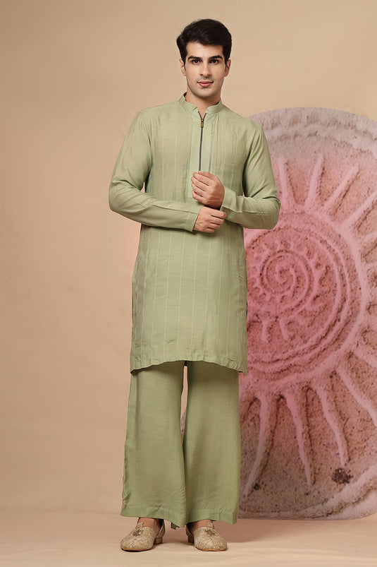 Sage Green Silk Kurta Set