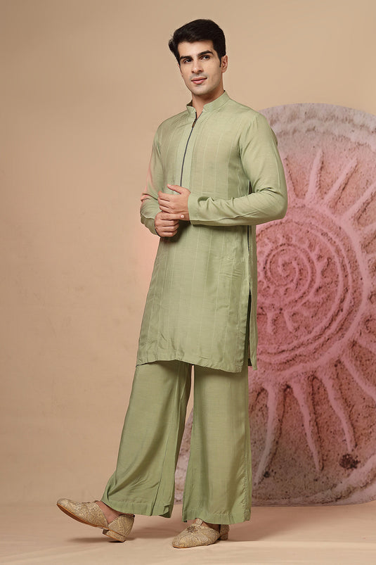 Sage Green Silk Kurta Set