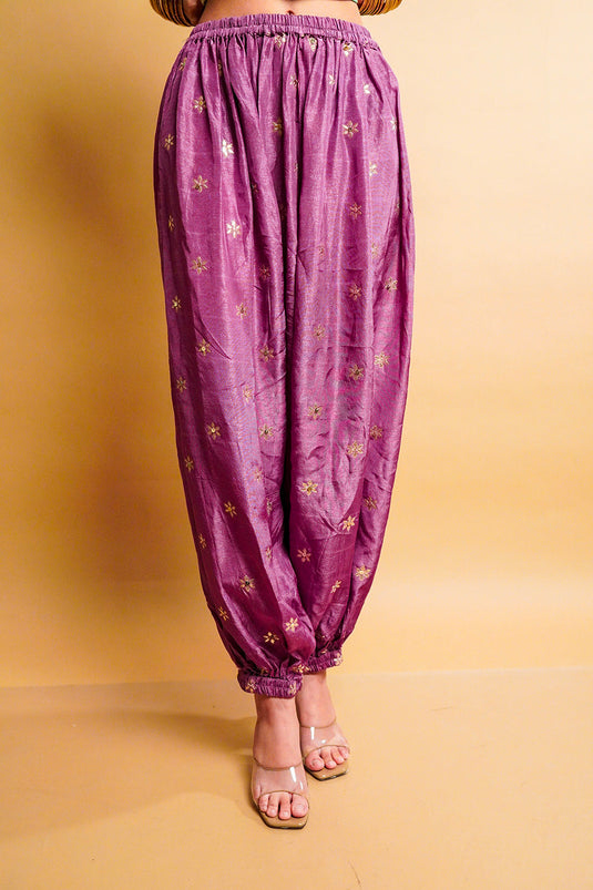 Sage Green Tissue Kurta with Iris Balloon Pants Set and Dupatta