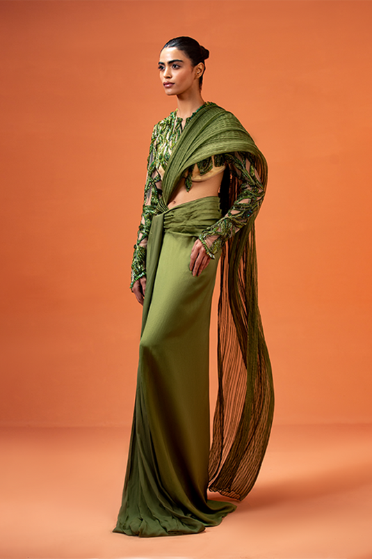 Sea Kelp draped skirt blouse