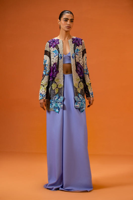 Lupita Pearl Jacket with Pre-Draped Pants with Bustier