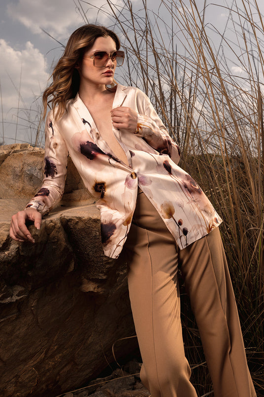 Serene Garden Long Blazer