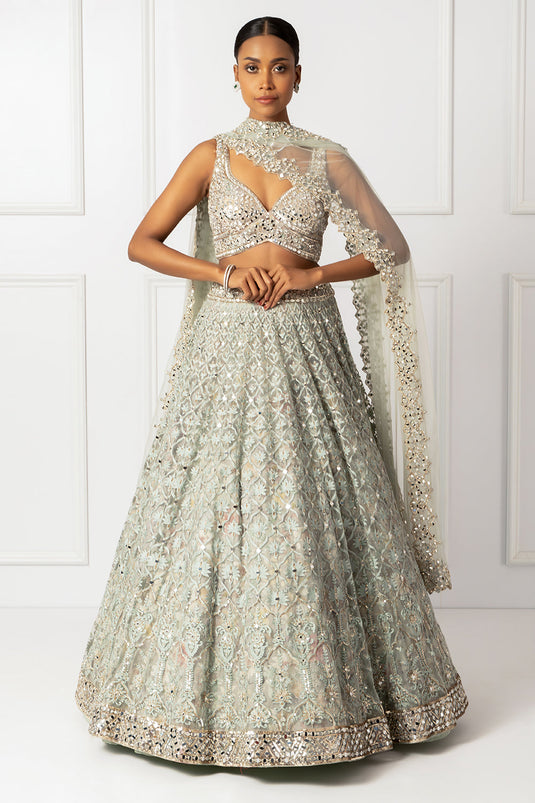 Silt green embroidered lehenga set
