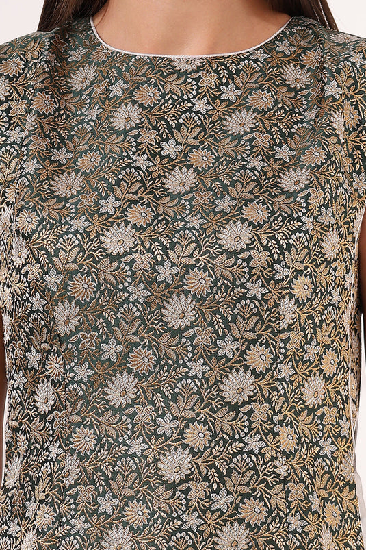 Silver Sharara with Brocade Top