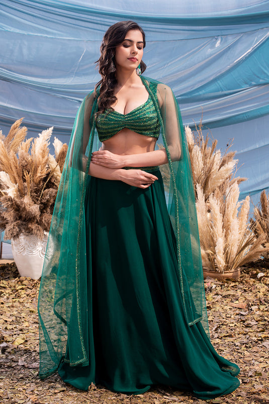 Slytherin Green Georgtte Lehenga
