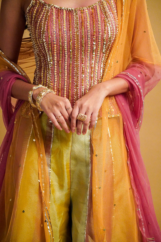 Solea Tissue Palazzo with Corset and Dupatta