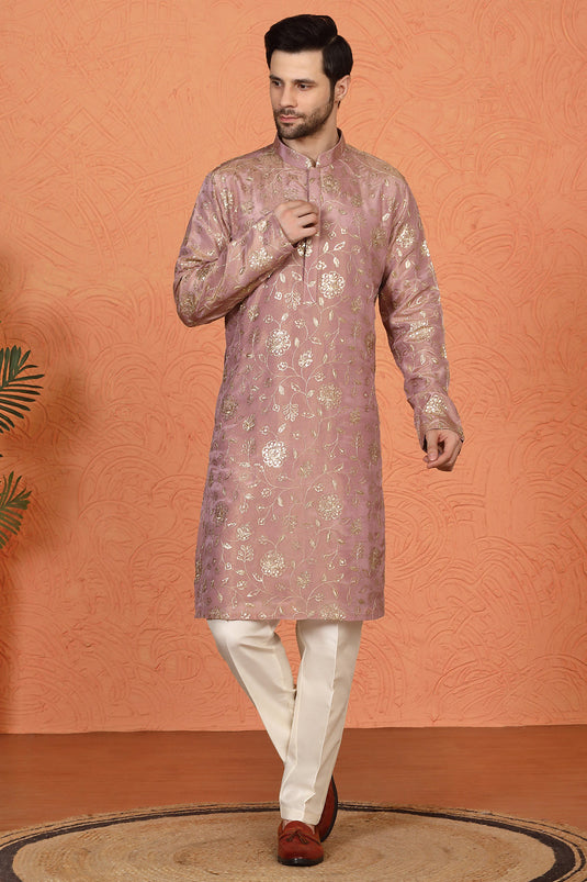 Son Zar Embroidered Kurta with Back Elastic Pants And Dupatta