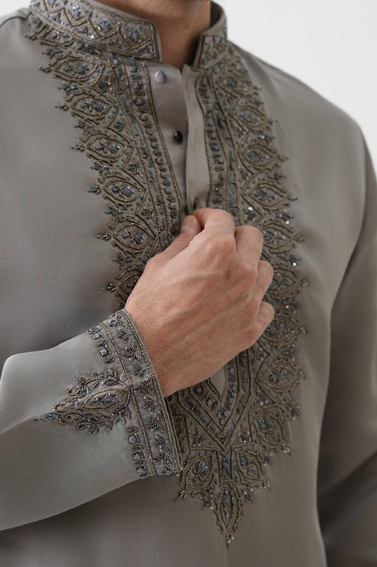 Steel Grey Opulence Kurta Set