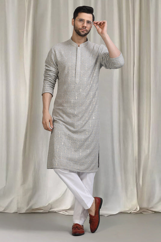 Swarna Utsav All Over Embroidered Kurta With Back Elastic Pants