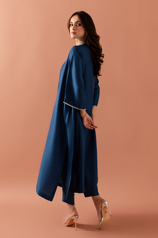 Teal Embroidered Comfort Fit Kurta Set