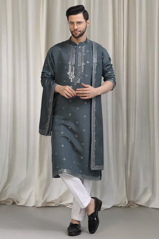 Tyohaar Mirror Embroidered Detail Kurta Set With Dupatta And Pants