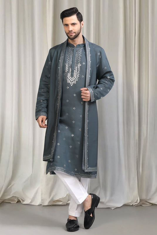 Tyohaar Mirror Embroidered Detail Kurta Set With Dupatta And Pants